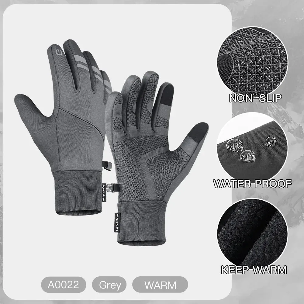 Autumn Winter Warm Cycling Gloves Water Windproof Touchscreen Anti-slip Bicycle Motorbike Gloves Men Black Hiking Mountaineering