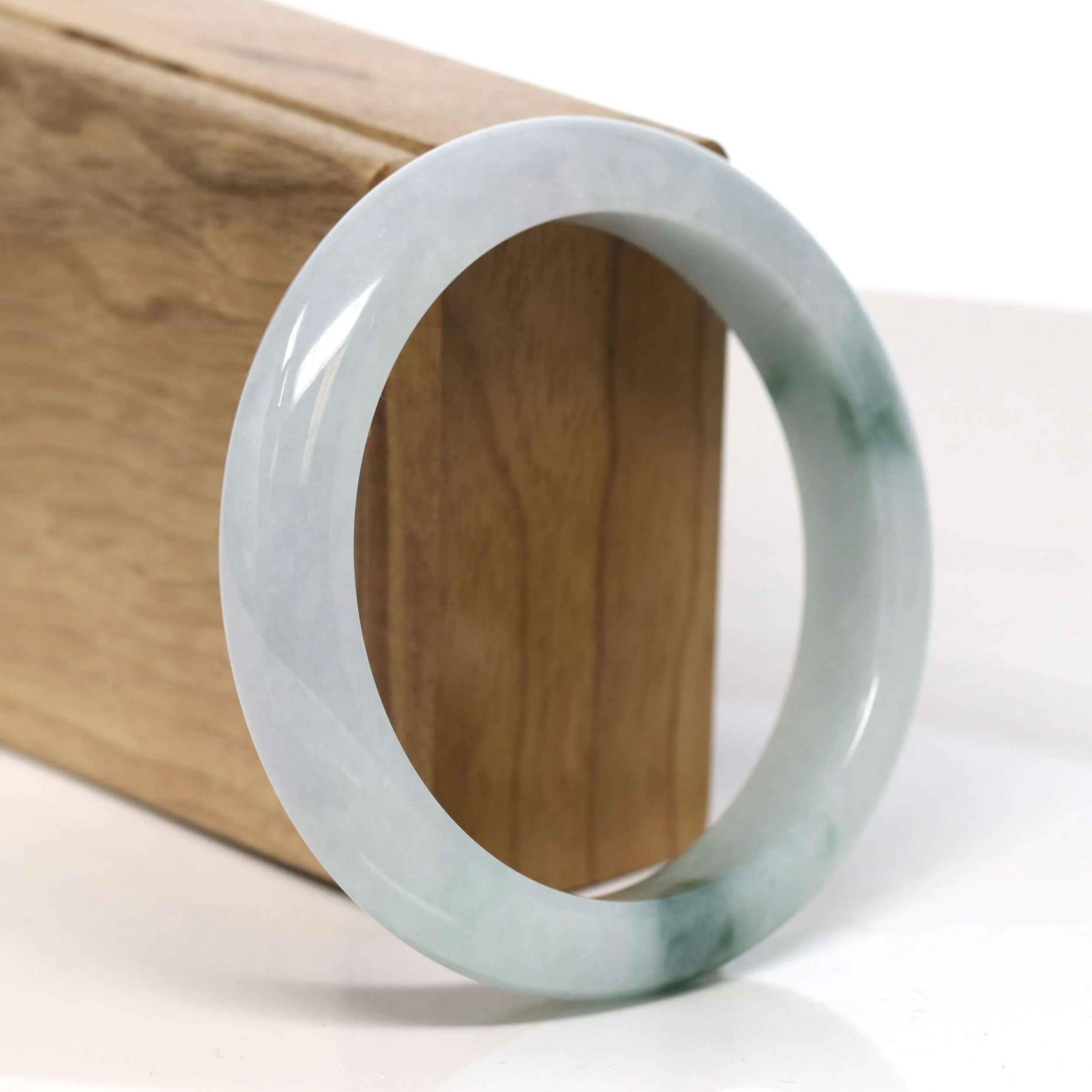 Baikalla "Half Round" Blue-Green Jadeite Jade Bangle Bracelet (58.40 mm) #T346