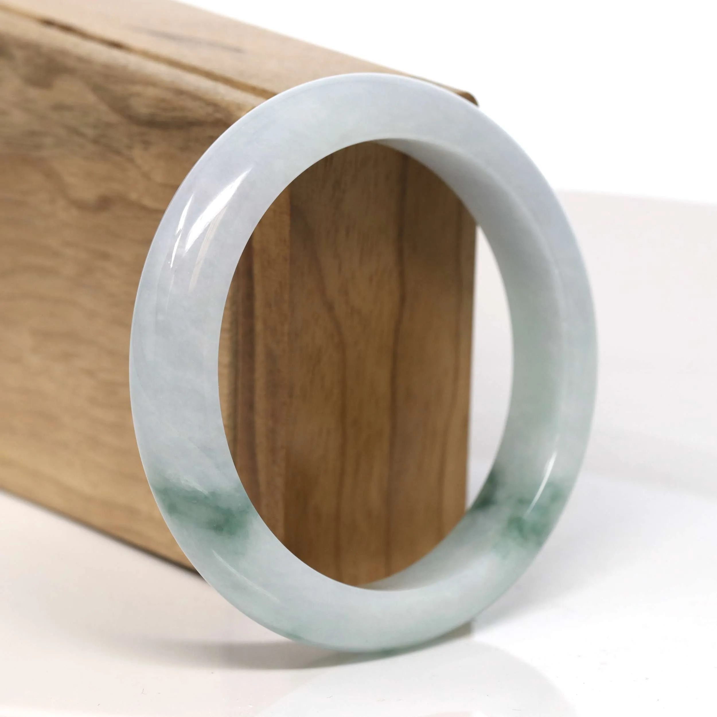 Baikalla "Half Round" Blue-Green Jadeite Jade Bangle Bracelet (58.40 mm) #T346