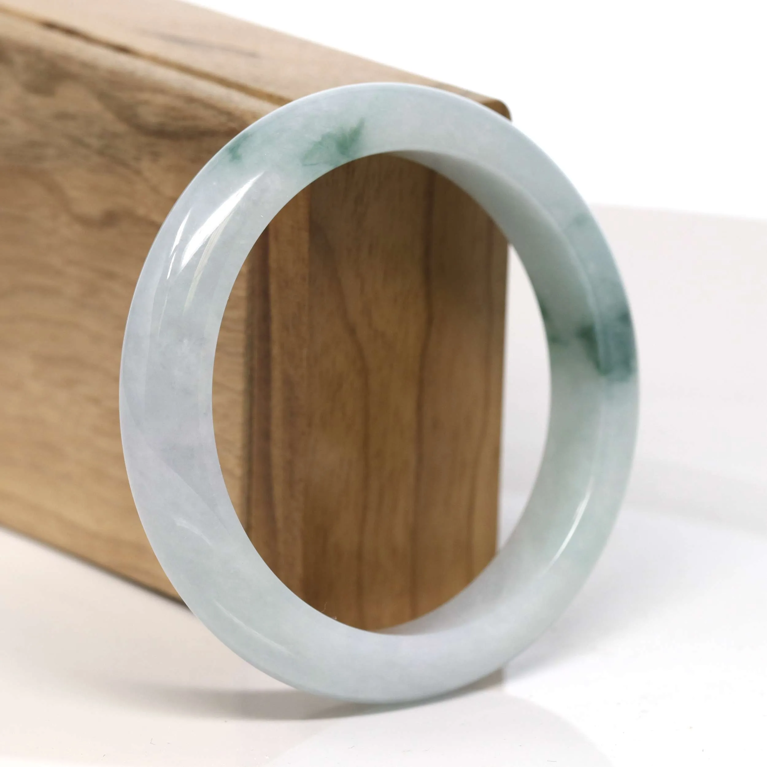 Baikalla "Half Round" Blue-Green Jadeite Jade Bangle Bracelet (58.40 mm) #T346