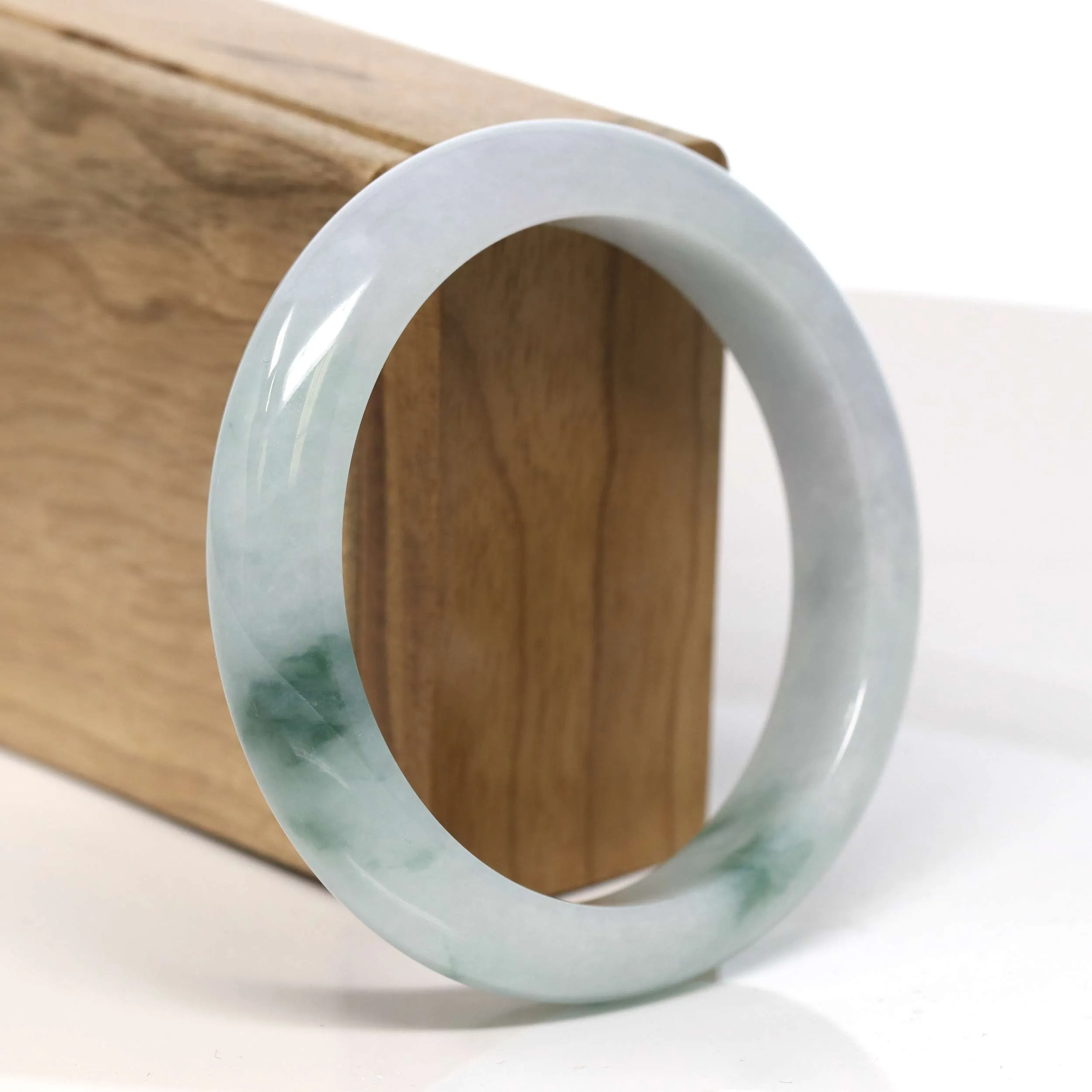 Baikalla "Half Round" Blue-Green Jadeite Jade Bangle Bracelet (58.40 mm) #T346