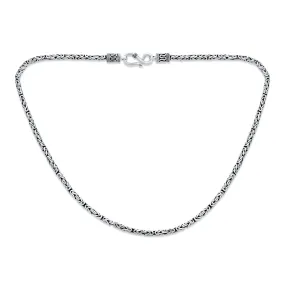 Bali Byzantine Chain Necklace 3 MM Oxidized Sterling Silver 16,18,20"