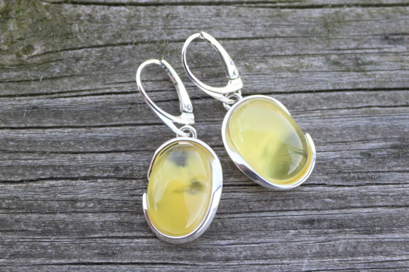 Baltic Amber Earrings Butterscotch Cloudy Oval Natural Jewelry 1.6" 8.3 gram  925 Silver