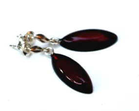 Baltic Amber Earrings Cherry Jewelry Dangling Natural 925 silver