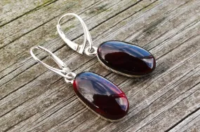 Baltic Amber Earrings Cherry Oval Natural 1.6" 6.6 gram 925 Silver 6.6 gram