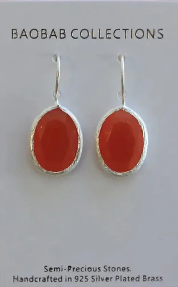 Baobab Collections - Quartz Hook Earrings (Small) - Silver / Red -  AEHSSR