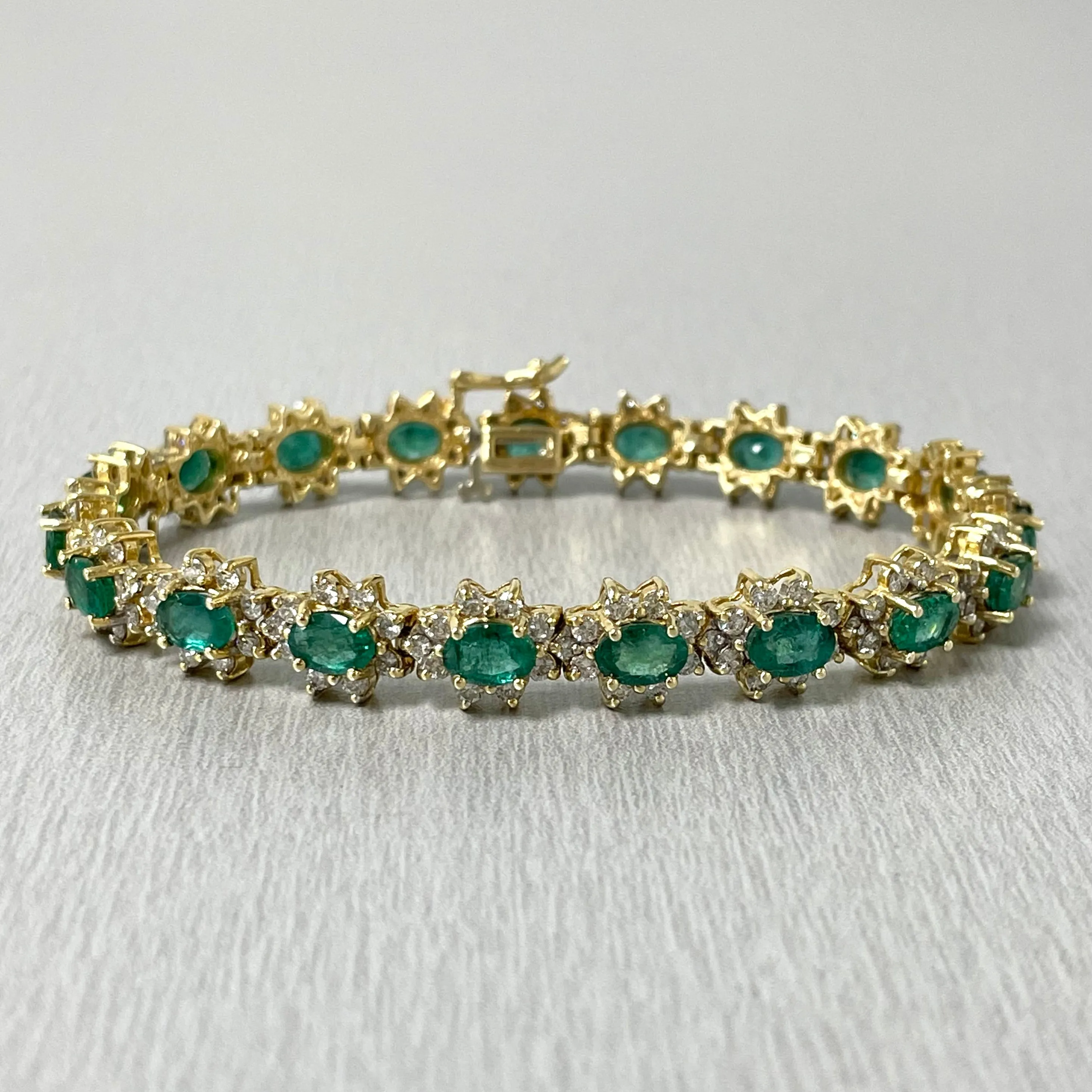 Beauvince Florence Bracelet (11.66 ct Diamonds & Emeralds) in Yellow Gold