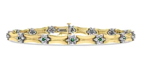 Beauvince Petite Flowers Bracelet (2.90 ct Diamonds & Emeralds) in Yellow Gold