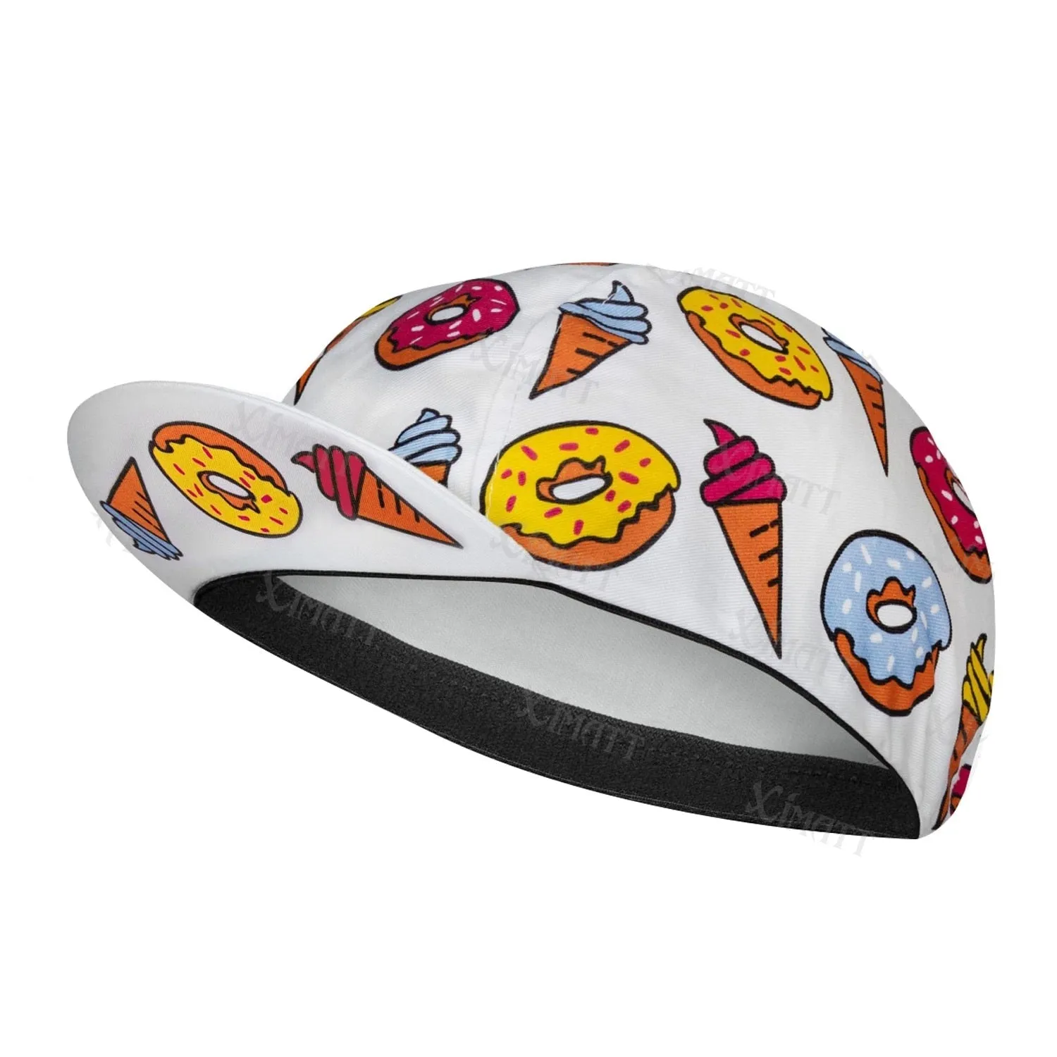 Beer Coffee Ice Cream Biscuit Cartoon Print Polyester Bicycle Cycling Caps Quick Dry Breathable Sweat Wicking Bike Hat