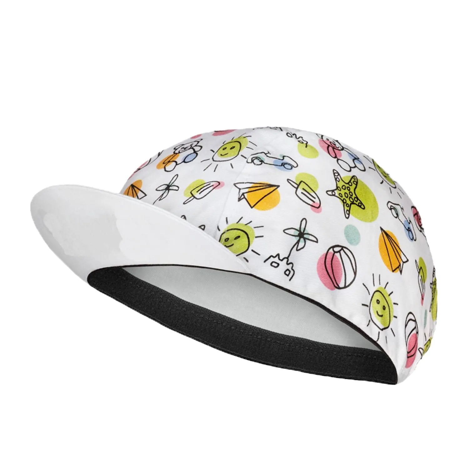 Beer Coffee Ice Cream Biscuit Cartoon Print Polyester Bicycle Cycling Caps Quick Dry Breathable Sweat Wicking Bike Hat