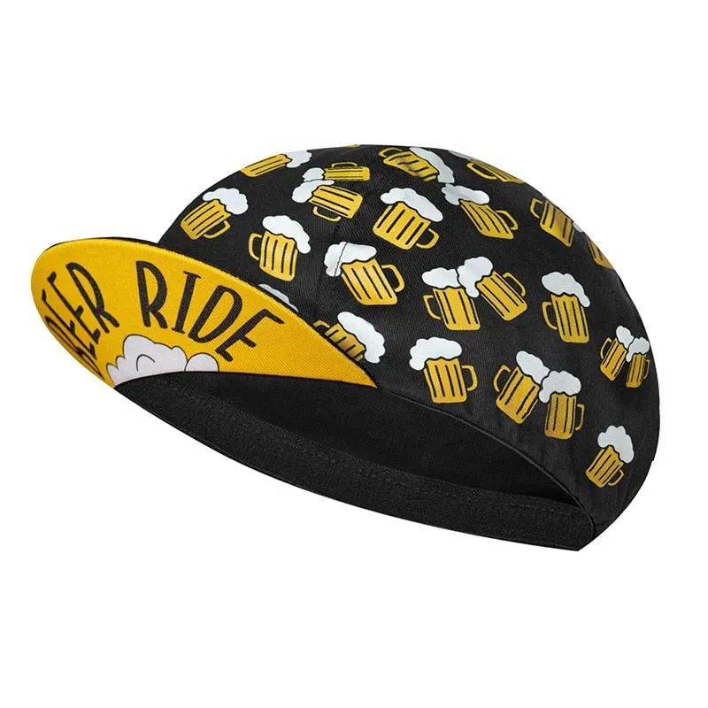 Beer Coffee Ice Cream Biscuit Cartoon Print Polyester Bicycle Cycling Caps Quick Dry Breathable Sweat Wicking Bike Hat