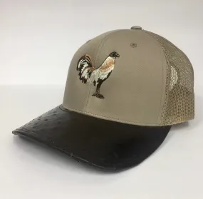 Biege cap with nicotine half quill ostrich visor