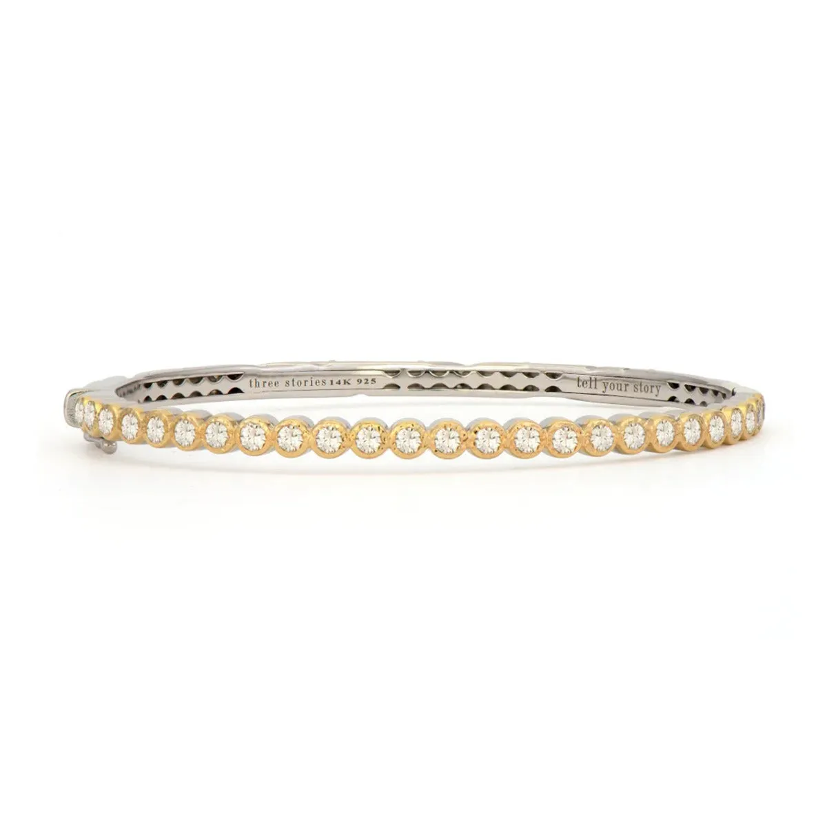 Blended Hammered Diamond Bezel Bangle