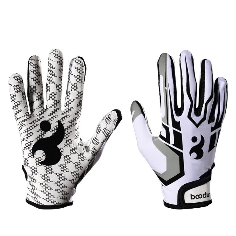 BOODUN C281071G Baseball Rugby Gloves Fitness Sports Anti-Slip Outdoor Hiking Gloves(White M)