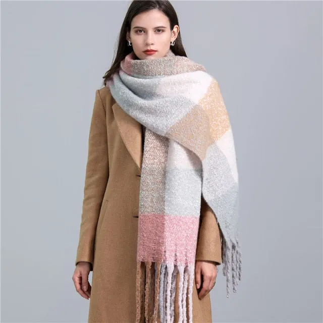 Cashmere Scarf Super Soft Winter Scarves In 30 Different Colors Thick Warm Rainbow Kaleidoscope Color Block Plaid Stripes Homecoming Gemini All Colors With Fancy Spiral Fringe