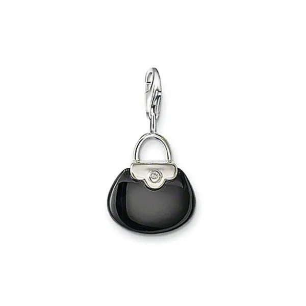 CHARM CLUB STERLING SILVER OBSIDIAN HANDBAG CHARM