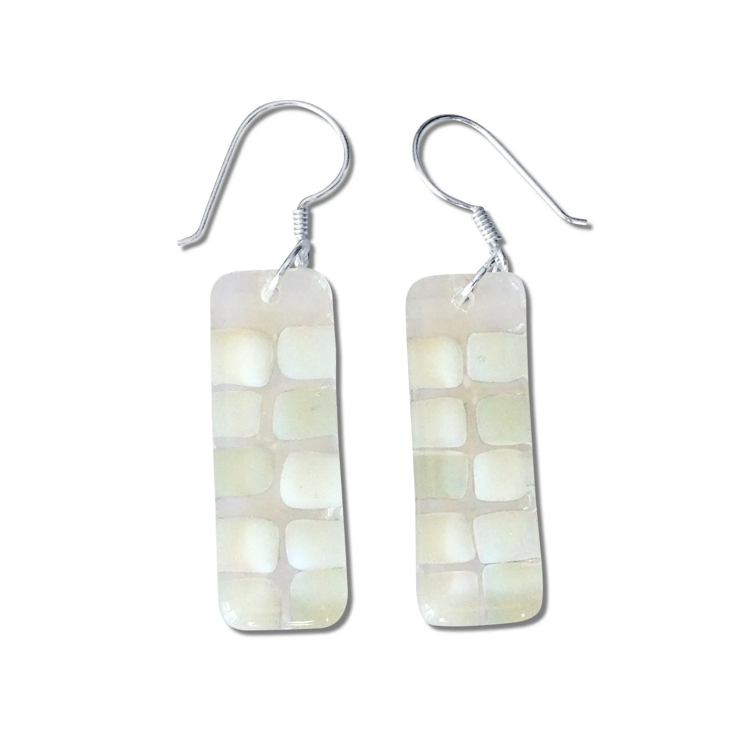 Checkerboard Glass Earrings - Pink