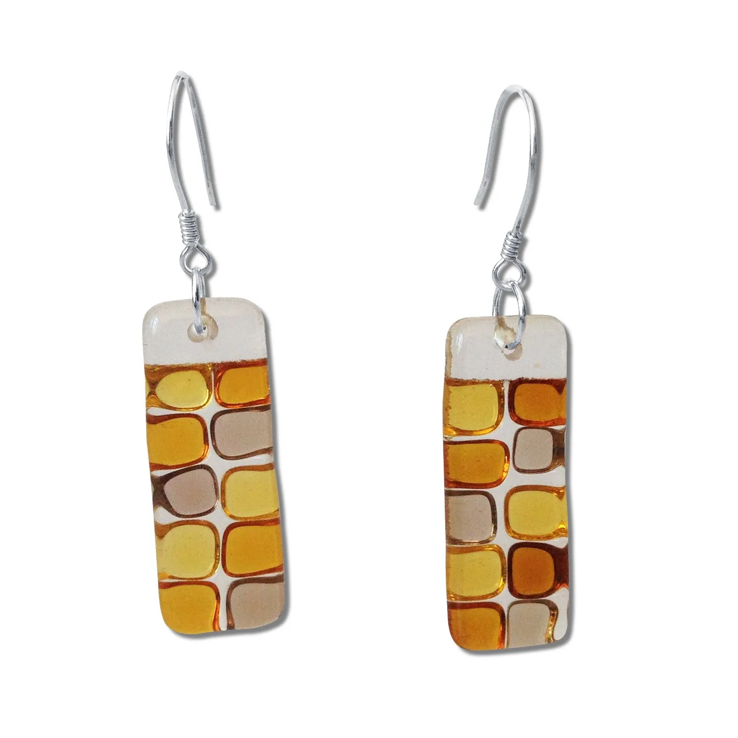 Checkerboard Glass Earrings - Pink