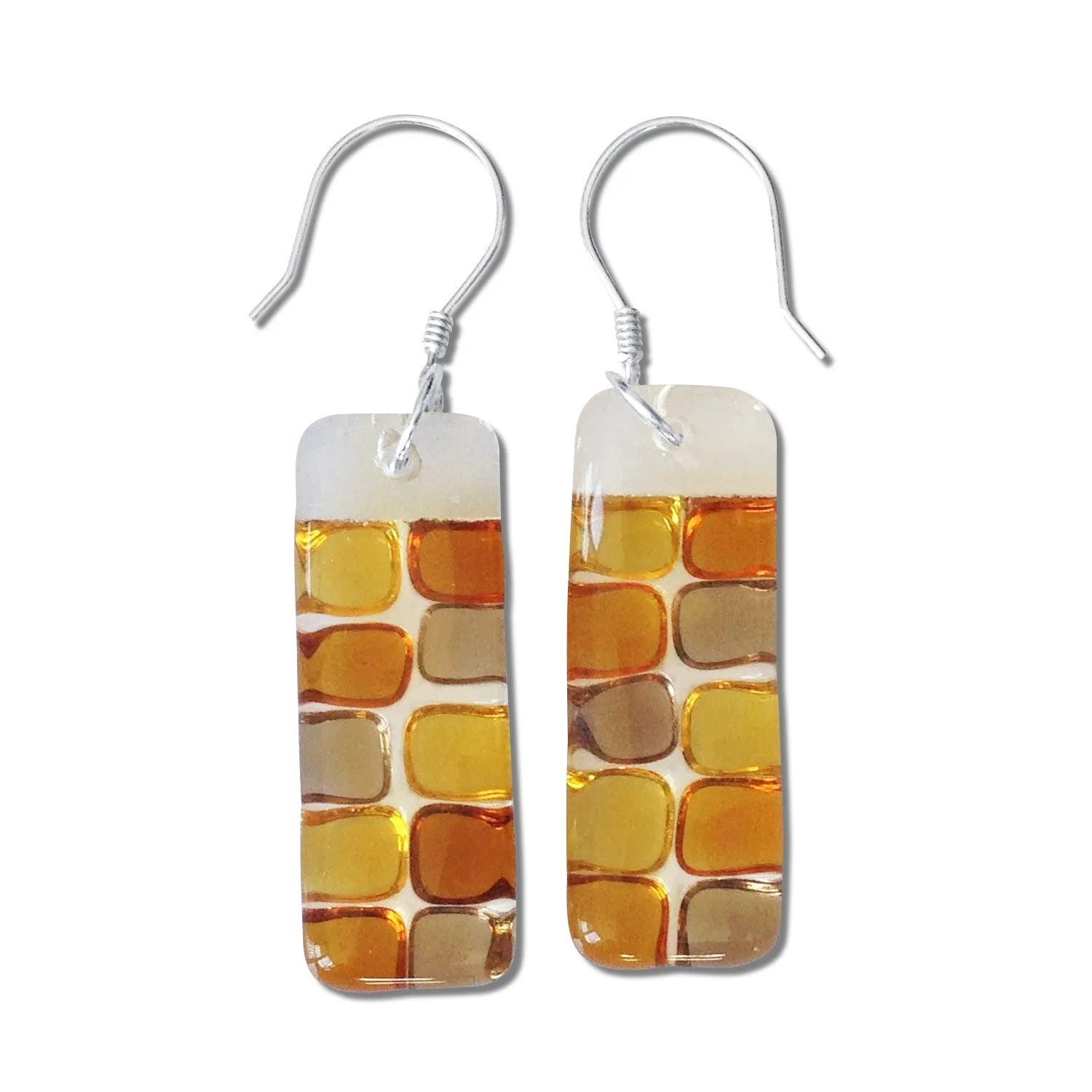 Checkerboard Glass Earrings - Pink