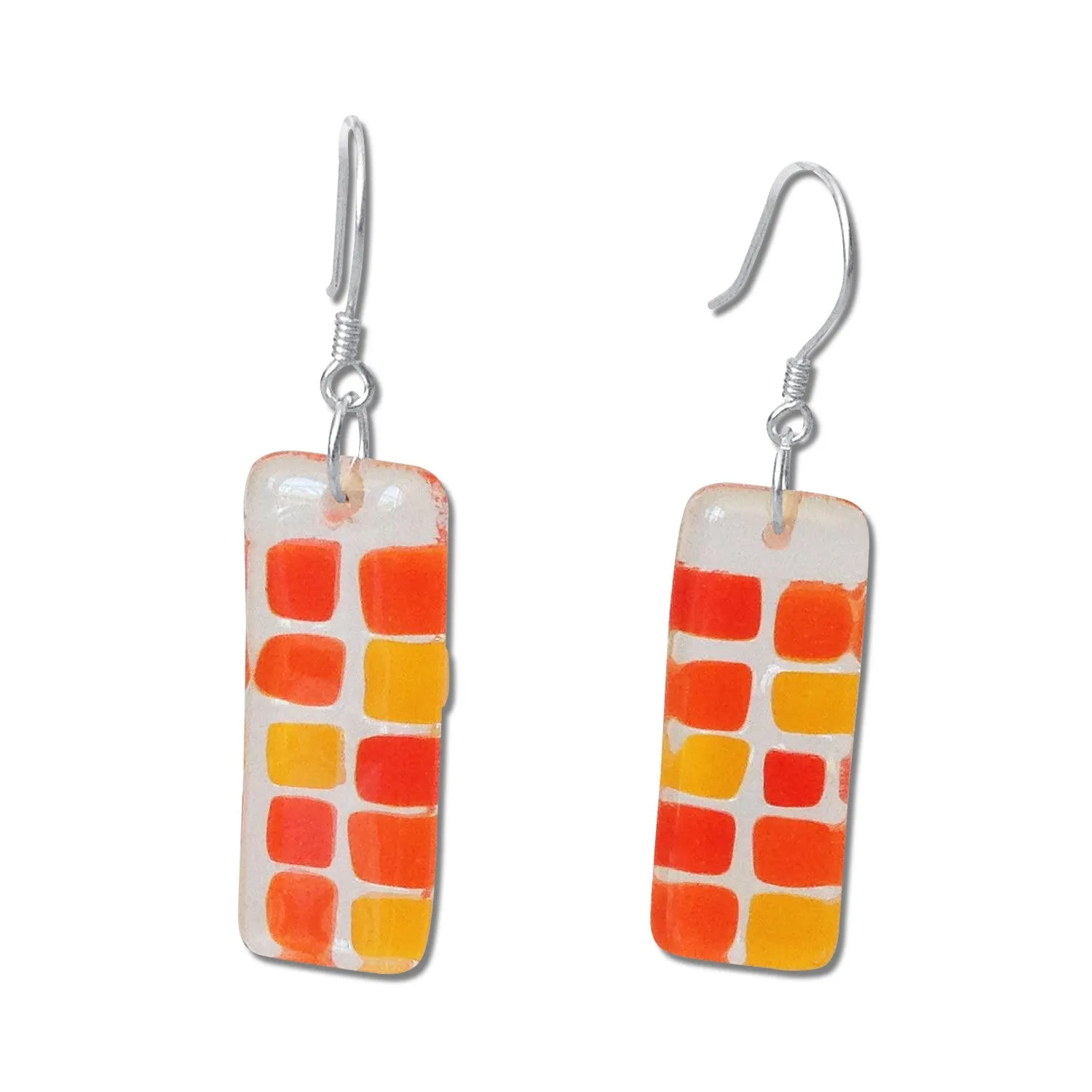 Checkerboard Glass Earrings - Pink