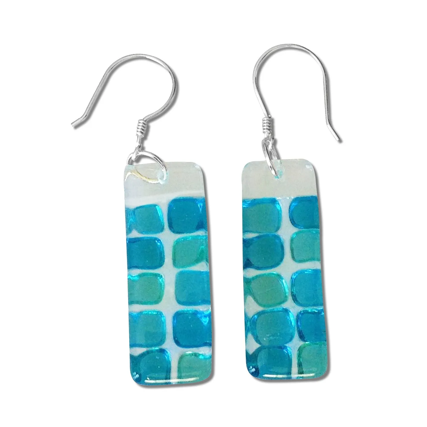 Checkerboard Glass Earrings - Pink