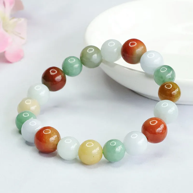 Colorful Jade Bracelet with Sterling Silver Needle