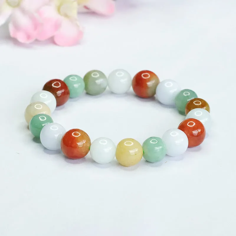 Colorful Jade Bracelet with Sterling Silver Needle