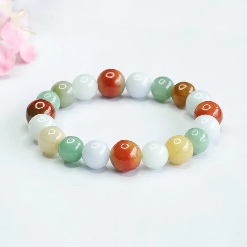 Colorful Jade Bracelet with Sterling Silver Needle