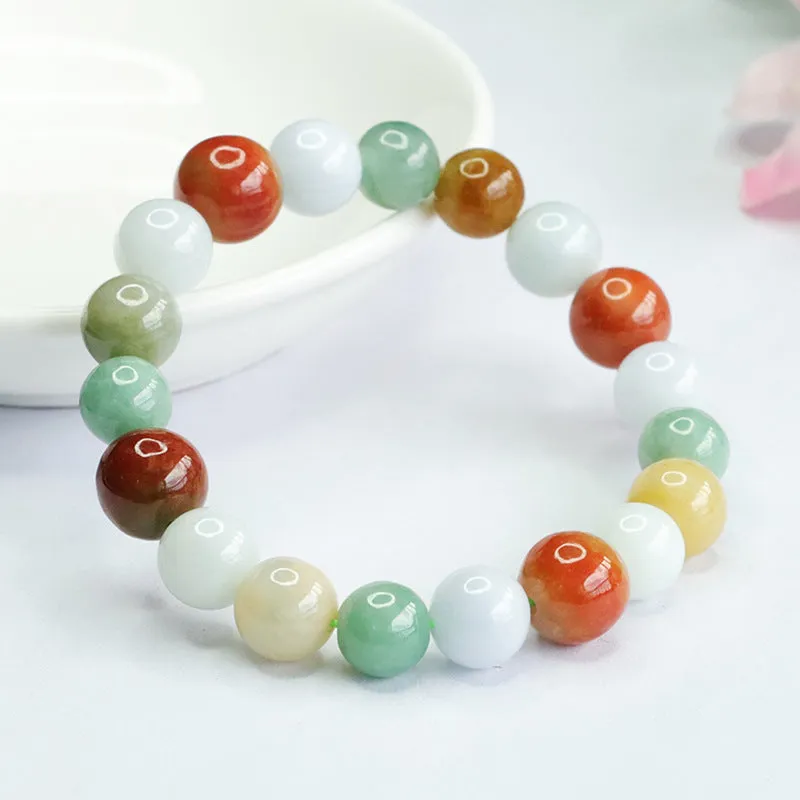 Colorful Jade Bracelet with Sterling Silver Needle