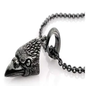 Crow Head Oxidised Silver Pendant