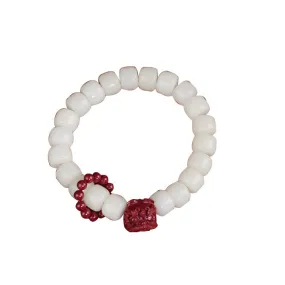 Cultural Sterling Silver Bracelet Featuring Chinese-Style White Jade and Cinnabar Lion Dancing Men's and Women's Beads