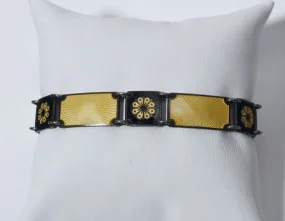 David Andersen - Vintage Sterling Silver and Enamel Floral Decoration Bracelet