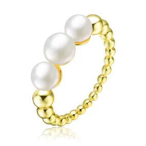 Delphine Golden Spheres Three Pearl Ring