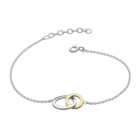 Dew Sterling Silver Set Linked Circle Gold Plate 7.5 Bracelet 7694GD021