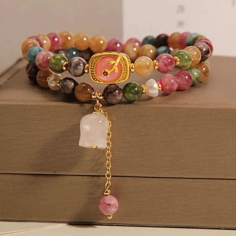 Double Layered Colored Tourmaline Jade Bracelet