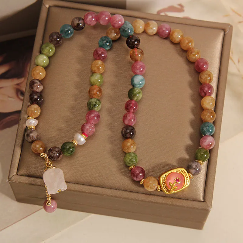 Double Layered Colored Tourmaline Jade Bracelet