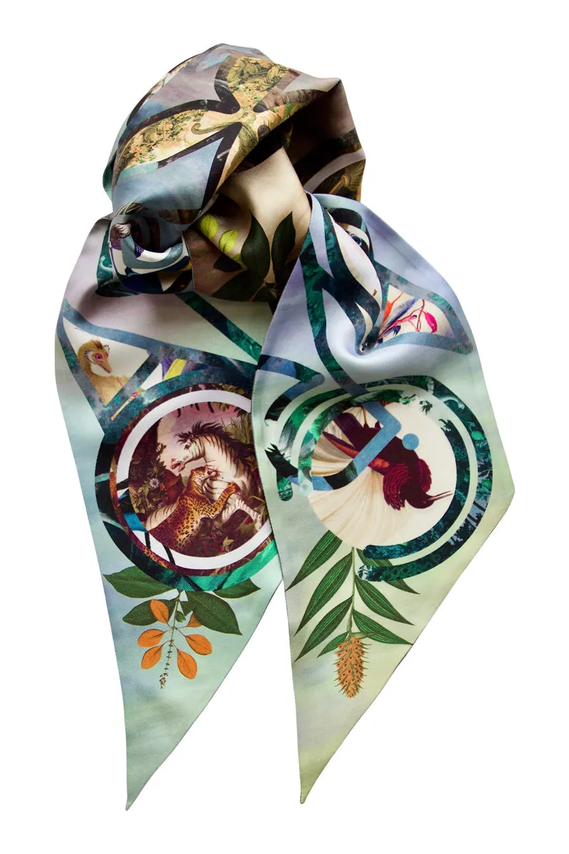 Double-sided silk scarf "Paradise" Lacroix - grey