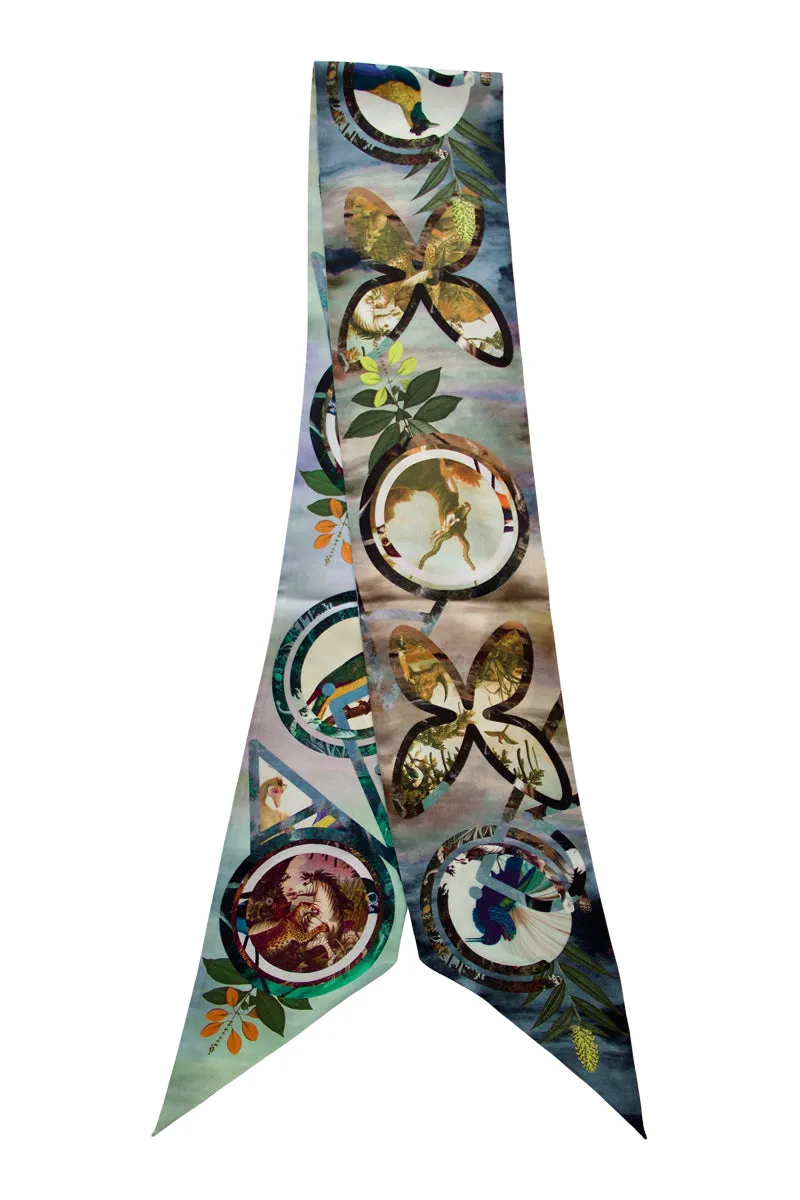 Double-sided silk scarf "Paradise" Lacroix - grey