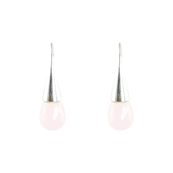 Earrings - Cone Rose Quartz Sterling Silver New Collection