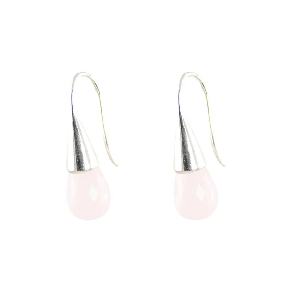 Earrings - Cone Rose Quartz Sterling Silver New Collection