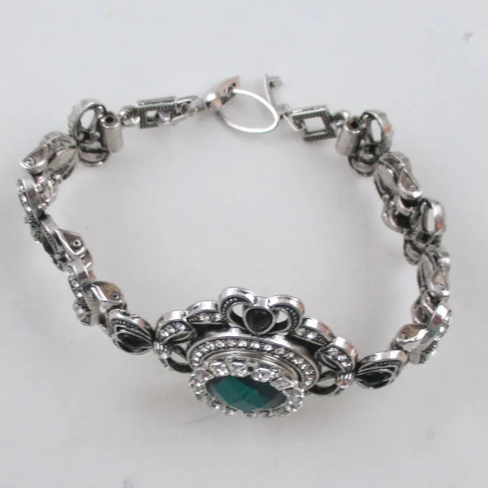 Emerald Green Crystal & Rhinestone Woman's Fashion Bracelet