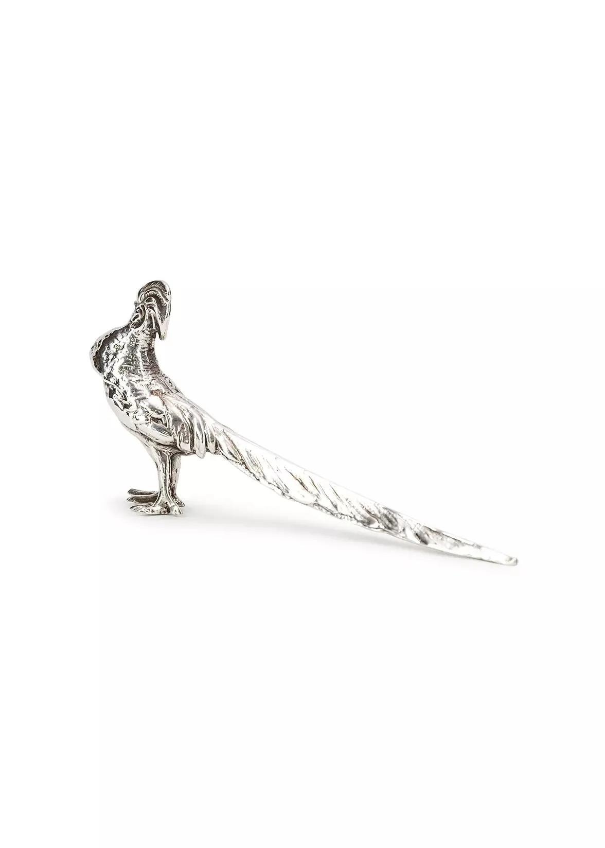 english solid sterling silver pheasant figure, circa 1963