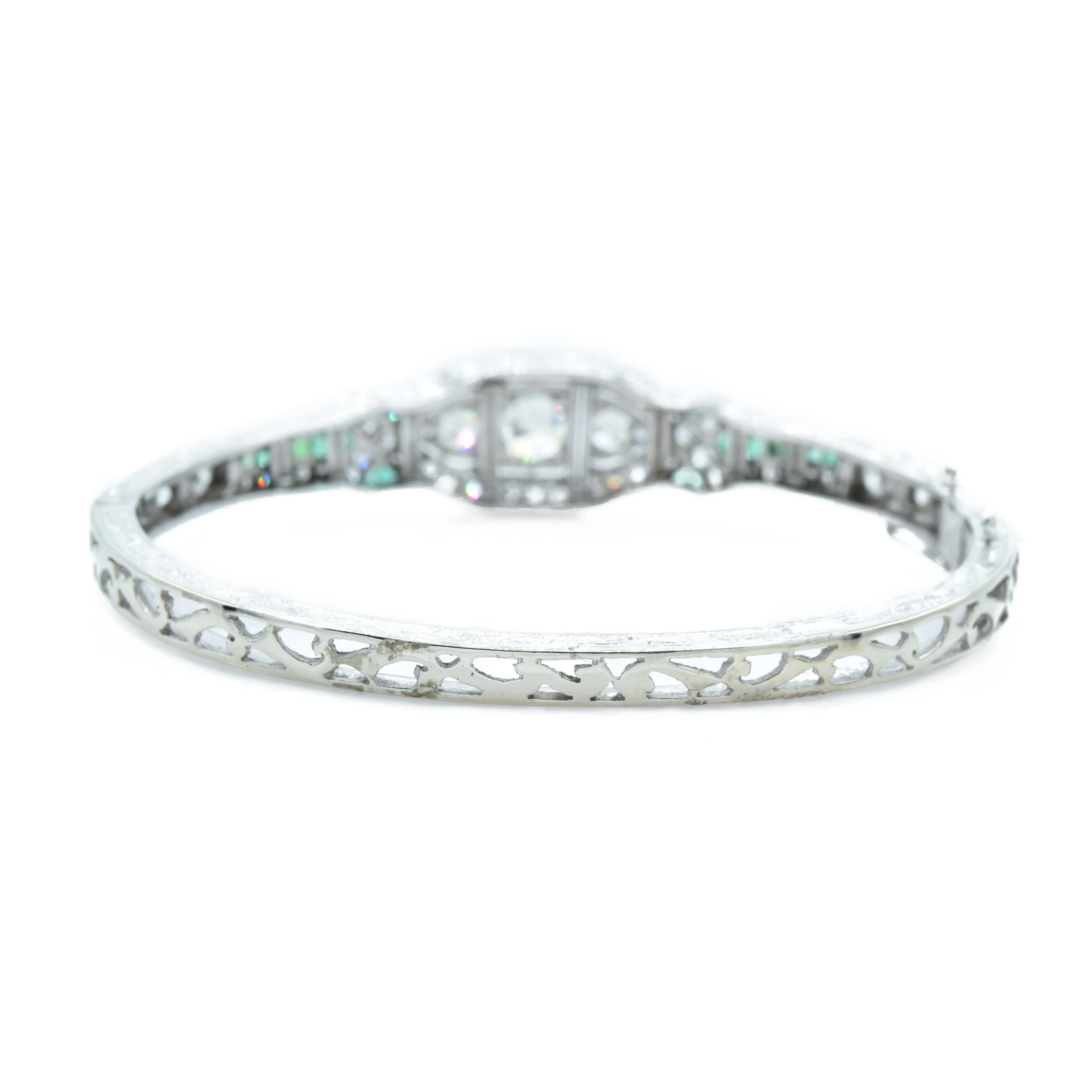 Estate Diamond And Emerald Bangle