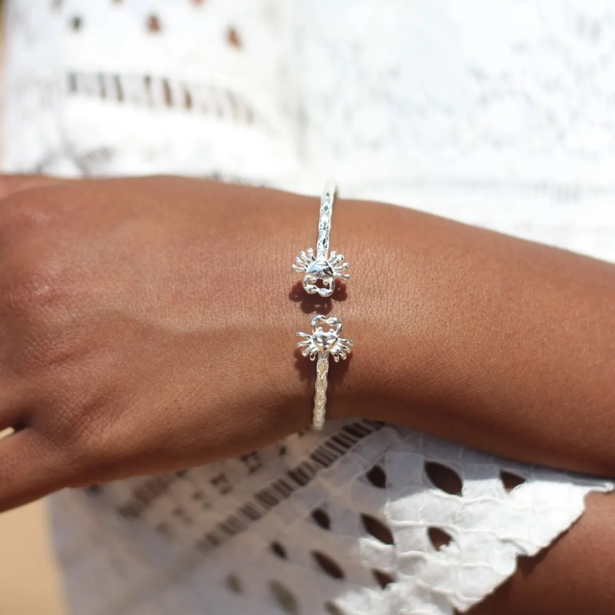 Extra Light  Bangle with Crab Cancer Zodiac and Calypso Pattern