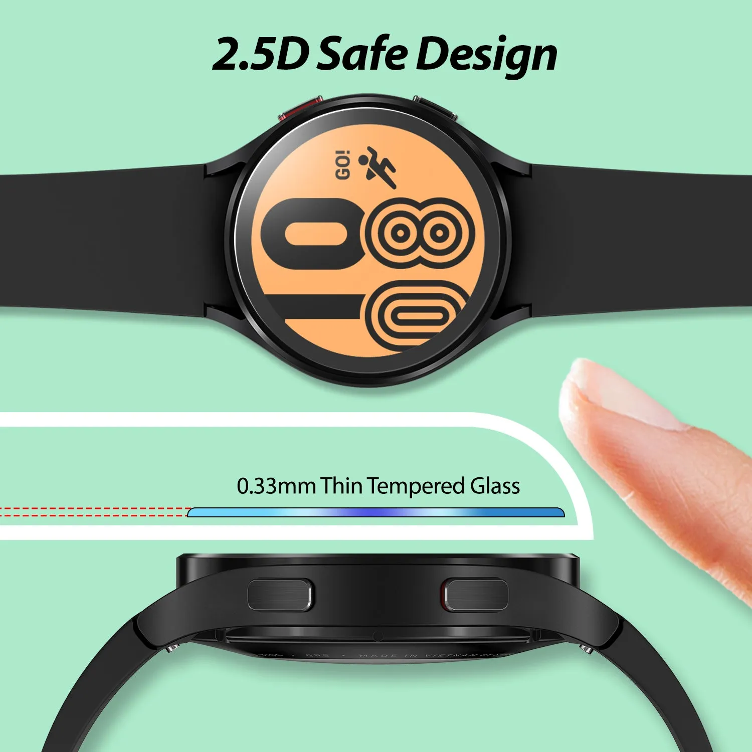 [EZ] Whitestone Galaxy Watch 4 / 5 (44mm) Premium Tempered Glass Screen Protector - 3 PACK