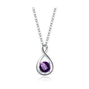 FANCIME Amethyst February Gemstone Sterling Silver Necklace