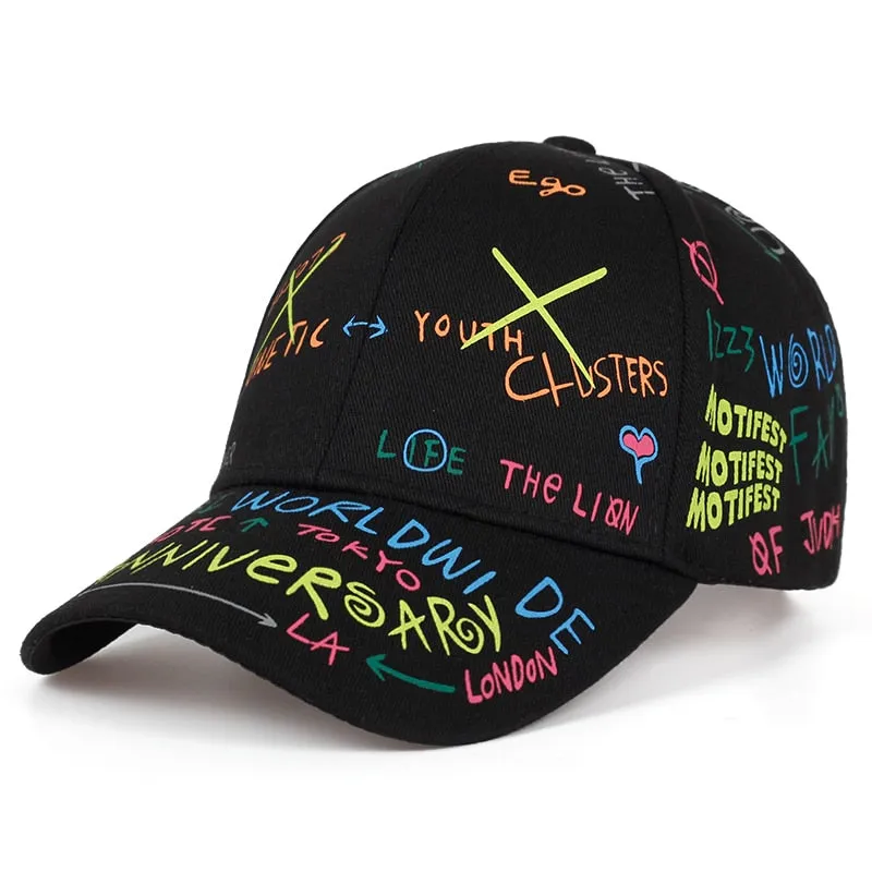 Fashion Graffiti printing baseball cap Spring summer outdoor leisure hat Adjustable hip hop street hats Unisex caps