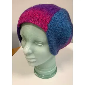 Felted hand knit lambs wool bomber style hat in muti colors. Major warmth. Perfect walking hat. Free shipping