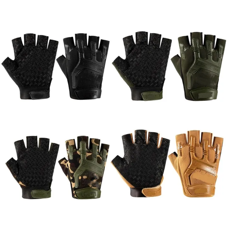 Free Code Outdoor Sports Non-slip Silicone Protective Half-finger Gloves(Sand Color)