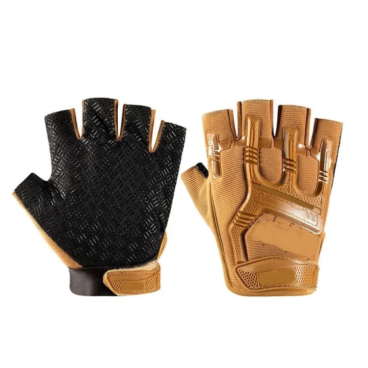 Free Code Outdoor Sports Non-slip Silicone Protective Half-finger Gloves(Sand Color)